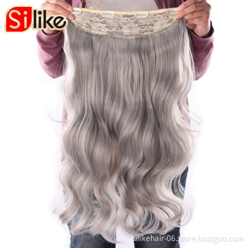 4 Clips one Piece 19 Colors Available Silike 190g 24 inch Stretched Wavy Clip in Synthetic Hair Extensions Heat Resistant Fiber